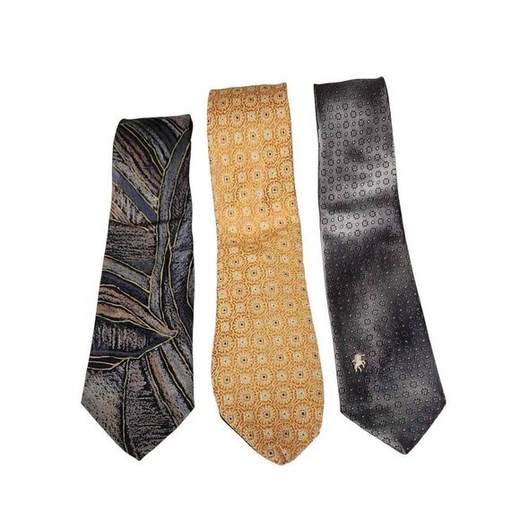 Men's High Quality 100% Silk & Polyester Tie Set of 3 - Picture 1 of 5